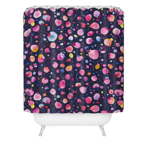 Ninola Design Flying seeds navy Shower Curtain