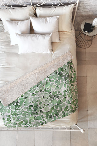 Ninola Design Foliage Green Fleece Throw Blanket