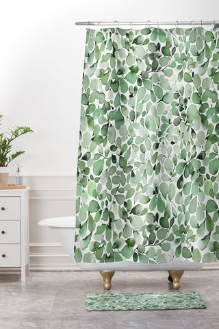 Ninola Design Foliage Green Shower Curtain And Mat