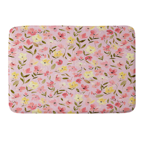 Ninola Design Fresh flowers Pink Memory Foam Bath Mat