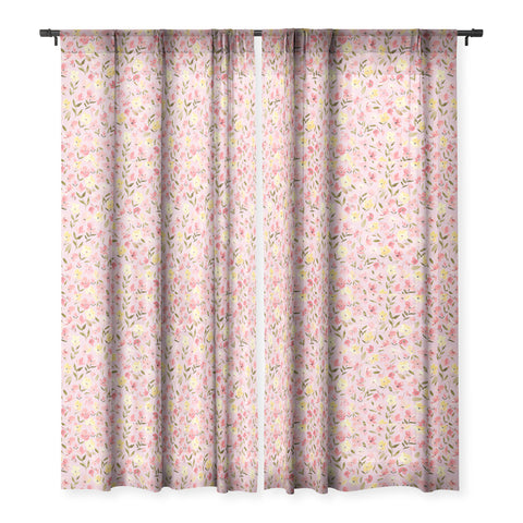 Ninola Design Fresh flowers Pink Sheer Window Curtain