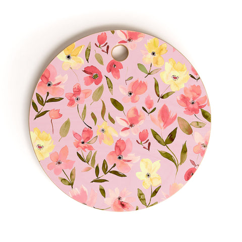Ninola Design Fresh flowers Pink Cutting Board Round