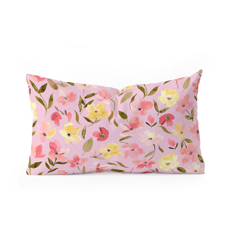 Ninola Design Fresh flowers Pink Oblong Throw Pillow