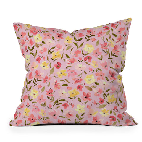 Ninola Design Fresh flowers Pink Throw Pillow