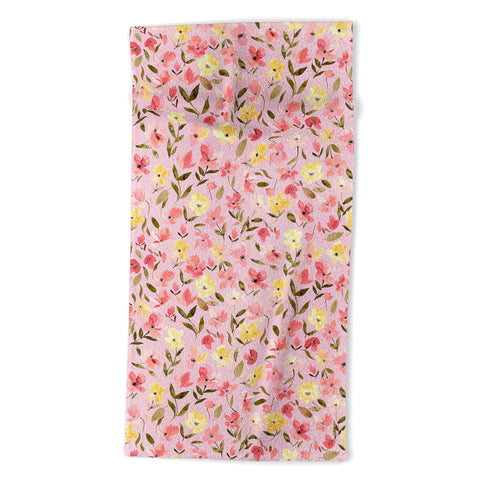 Ninola Design Fresh flowers Pink Beach Towel