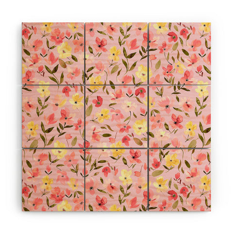 Ninola Design Fresh flowers Pink Wood Wall Mural
