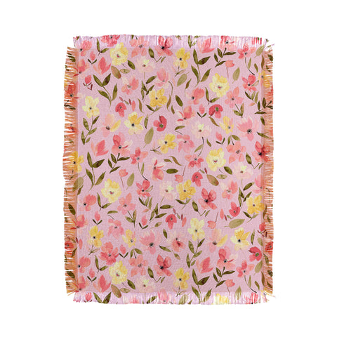 Ninola Design Fresh flowers Pink Throw Blanket