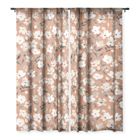Ninola Design Fresh romantic flowers Copper Sheer Non Repeat