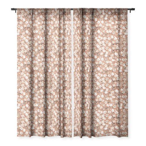 Ninola Design Fresh romantic flowers Copper Sheer Window Curtain