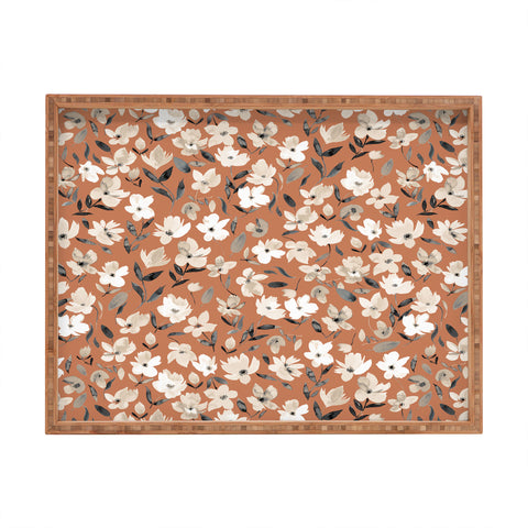 Ninola Design Fresh romantic flowers Copper Rectangular Tray
