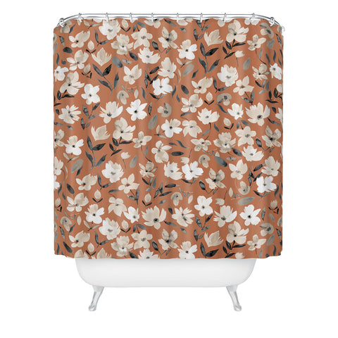 Ninola Design Fresh romantic flowers Copper Shower Curtain