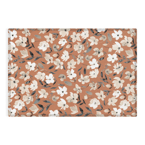 Ninola Design Fresh romantic flowers Copper Outdoor Rug