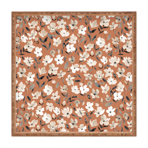 Ninola Design Fresh romantic flowers Copper Square Tray