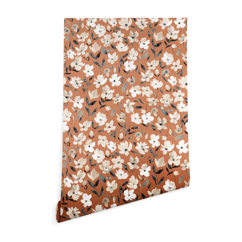 Ninola Design Fresh romantic flowers Copper Wallpaper