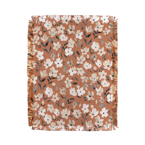 Ninola Design Fresh romantic flowers Copper Throw Blanket