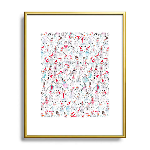 Ninola Design Friendly snowmen Metal Framed Art Print