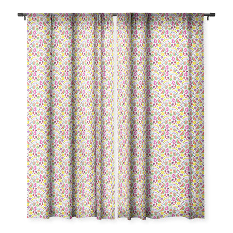 Ninola Design Fruits Pitaya Papaya Pawpaw Sheer Window Curtain
