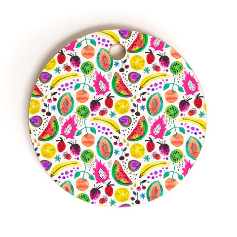 Ninola Design Fruits Pitaya Papaya Pawpaw Cutting Board Round