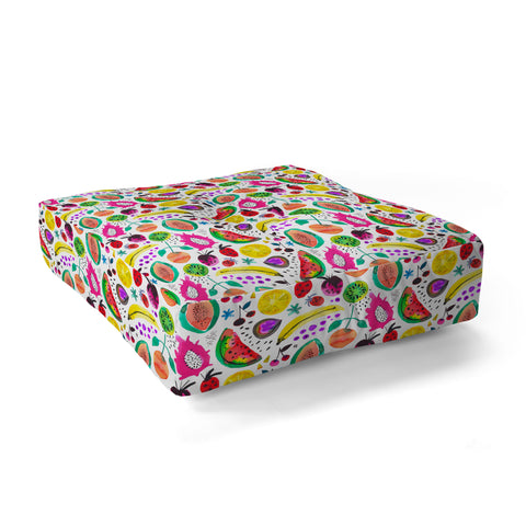Ninola Design Fruits Pitaya Papaya Pawpaw Floor Pillow Square