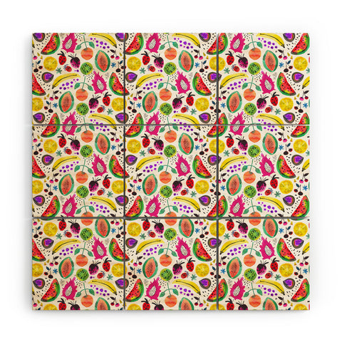 Ninola Design Fruits Pitaya Papaya Pawpaw Wood Wall Mural