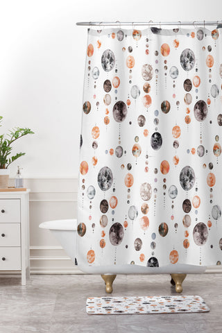 Ninola Design Full Moons Astronomy Shower Curtain And Mat