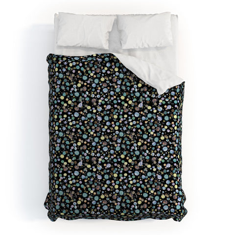 Ninola Design Galaxy Constellation Dots Planets Blue Comforter