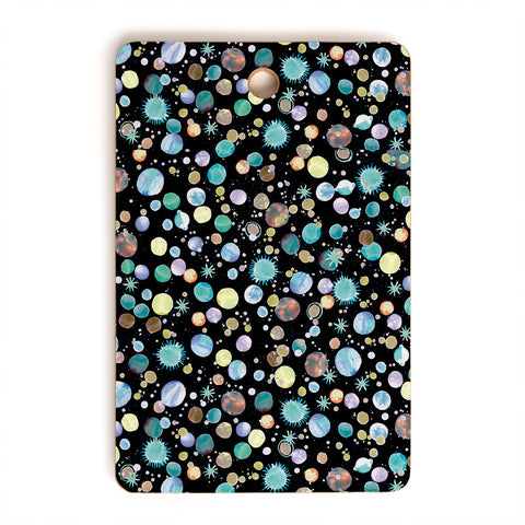 Ninola Design Galaxy Constellation Dots Planets Blue Cutting Board Rectangle