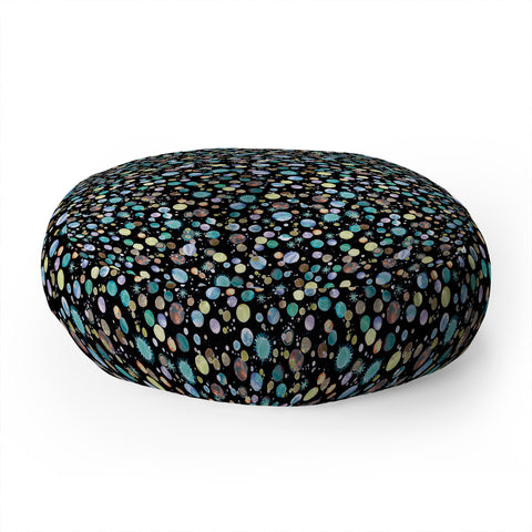Ninola Design Galaxy Constellation Dots Planets Blue Floor Pillow Round