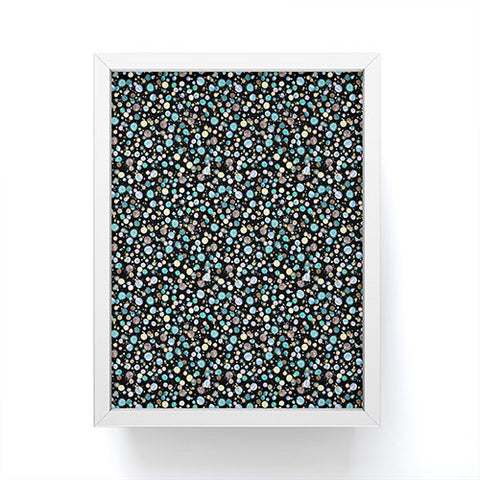 Ninola Design Galaxy Constellation Dots Planets Blue Framed Mini Art Print