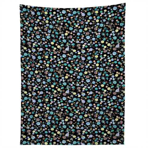 Ninola Design Galaxy Constellation Dots Planets Blue Tapestry