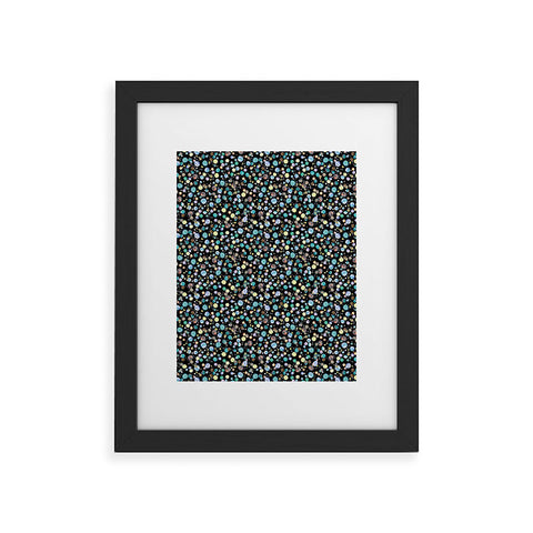Ninola Design Galaxy Constellation Dots Planets Blue Framed Art Print