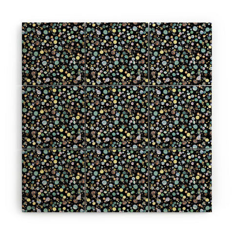 Ninola Design Galaxy Constellation Dots Planets Blue Wood Wall Mural