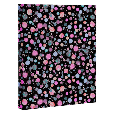 Ninola Design Galaxy Constellation Dots Planets Dark Art Canvas