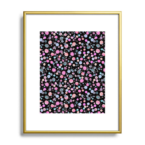 Ninola Design Galaxy Constellation Dots Planets Dark Metal Framed Art Print