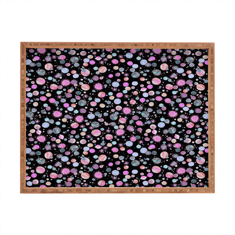 Ninola Design Galaxy Constellation Dots Planets Dark Rectangular Tray