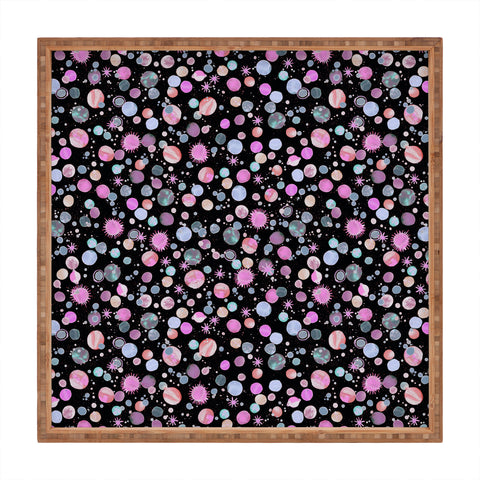 Ninola Design Galaxy Constellation Dots Planets Dark Square Tray