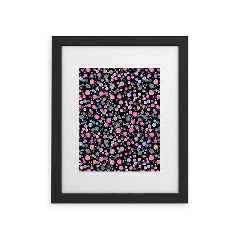 Ninola Design Galaxy Constellation Dots Planets Dark Framed Art Print