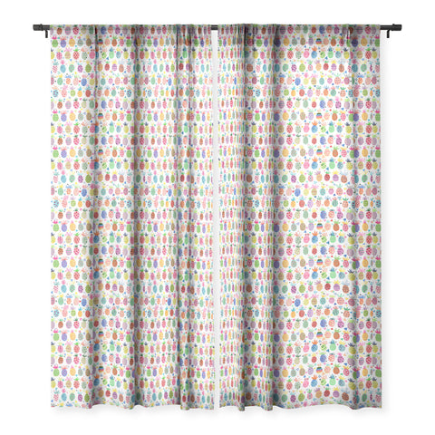 Ninola Design Geo pineapples Multicolored Sheer Window Curtain