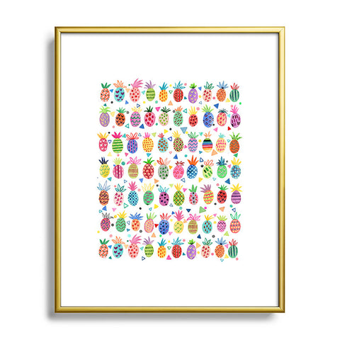 Ninola Design Geo pineapples Multicolored Metal Framed Art Print