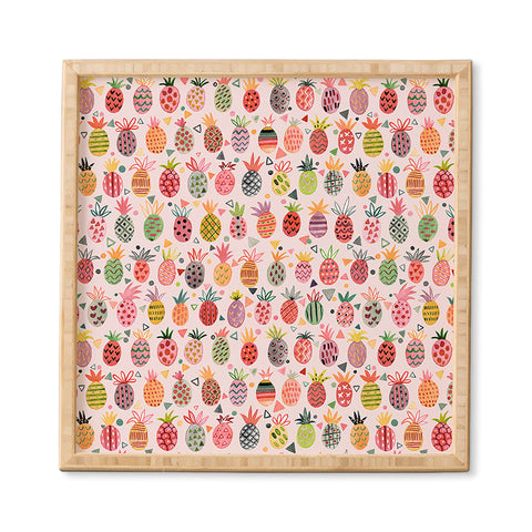 Ninola Design Geo pineapples Pink Framed Wall Art