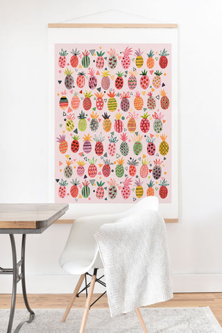 Ninola Design Geo pineapples Pink Art Print And Hanger