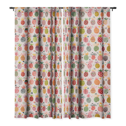 Ninola Design Geo pineapples Pink Blackout Non Repeat