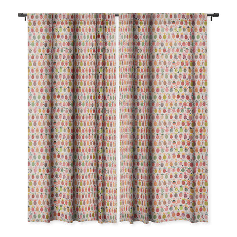 Ninola Design Geo pineapples Pink Blackout Window Curtain