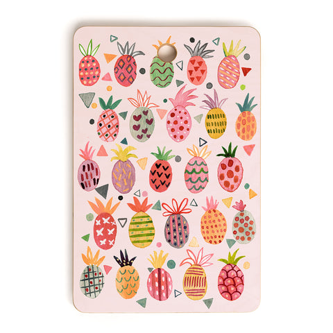Ninola Design Geo pineapples Pink Cutting Board Rectangle