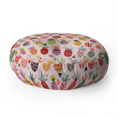 Ninola Design Geo pineapples Pink Floor Pillow Round