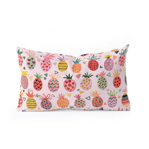 Ninola Design Geo pineapples Pink Oblong Throw Pillow