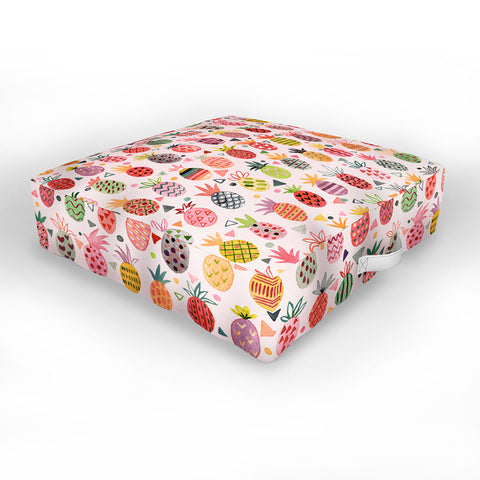 Ninola Design Geo pineapples Pink Outdoor Floor Cushion