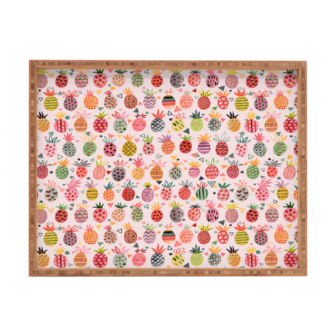 Ninola Design Geo pineapples Pink Rectangular Tray