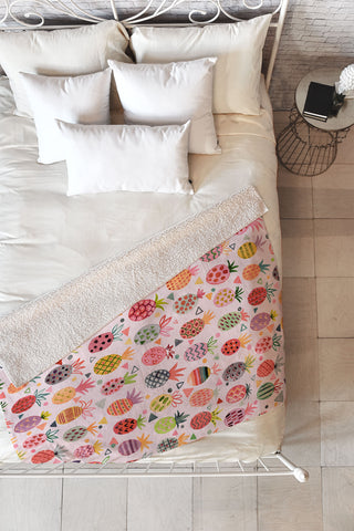 Ninola Design Geo pineapples Pink Fleece Throw Blanket