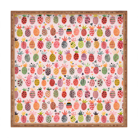 Ninola Design Geo pineapples Pink Square Tray
